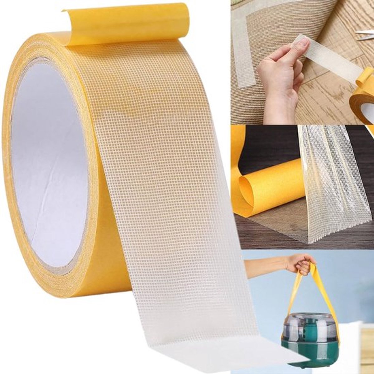 Plakband Extra Sterk - Dubbelzijdig Tape - 3 cm x 20 m - Transparant - Ideaal voor Tapijt/Foto/Muur - Eenvoudig te Knippen/Verwijderen
