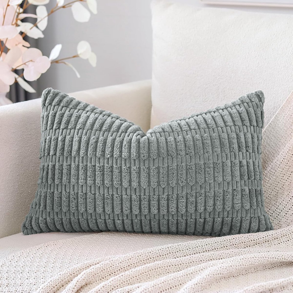 SnelShoppen - Decoratieve Kussenhoes 30x50 cm Boho Stripes Superzacht Corduroy voor Sofa en Slaapkamer - Modern en Stijlvol