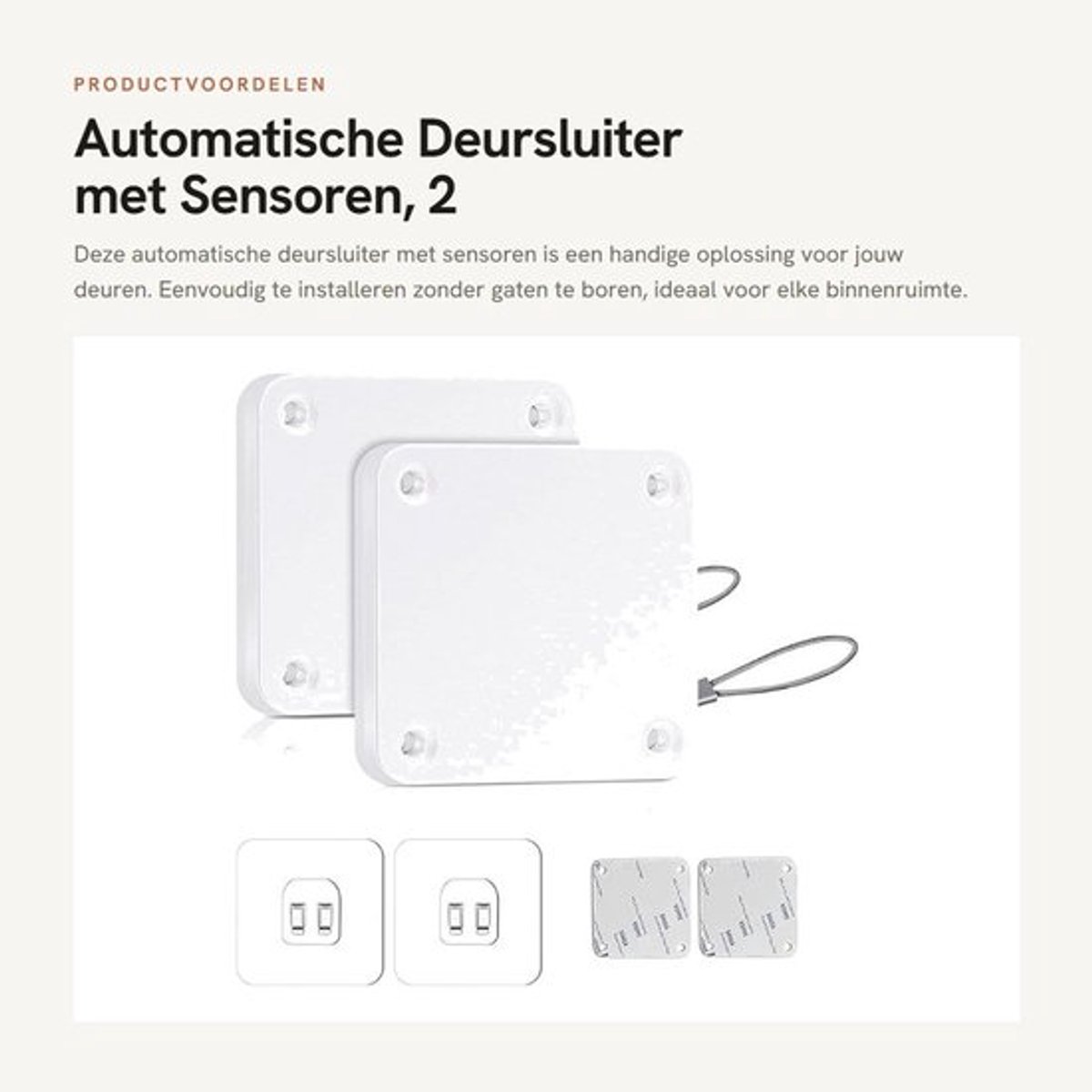 Deursluiter Automatisch - Deursluiter voor Binnen - Deurdranger - Sensor - Trekkoord - 1200 g Trekkracht - Snelle Installatie - Deursensor