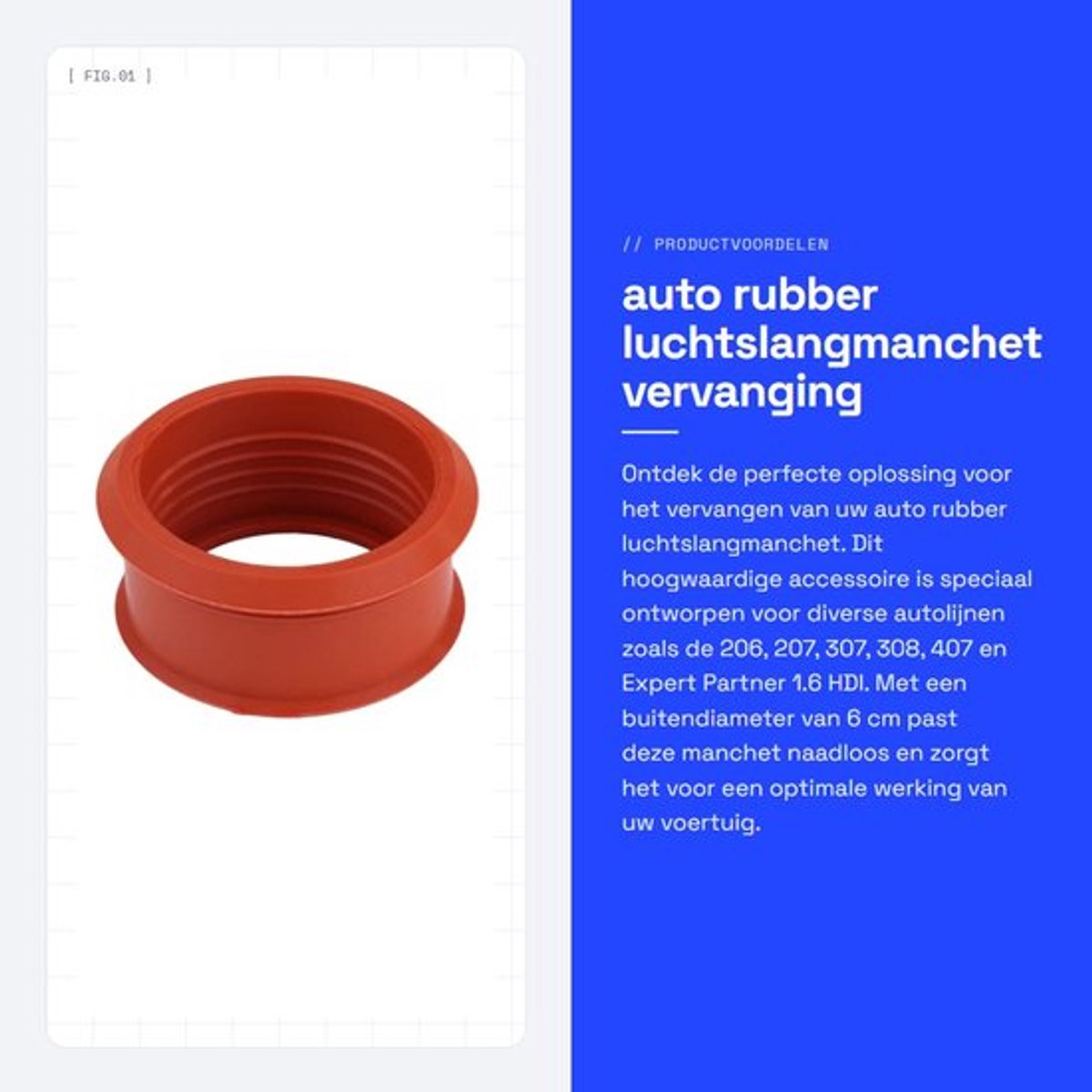 Luchtslangmanchet Hoogwaardige Rubber - Turbo Huls - Vervanging Accessoire - Voor 206/207/307/308/407 - Buitendiameter 6 cm - Lichtgewicht 24 g - Turbohuls
