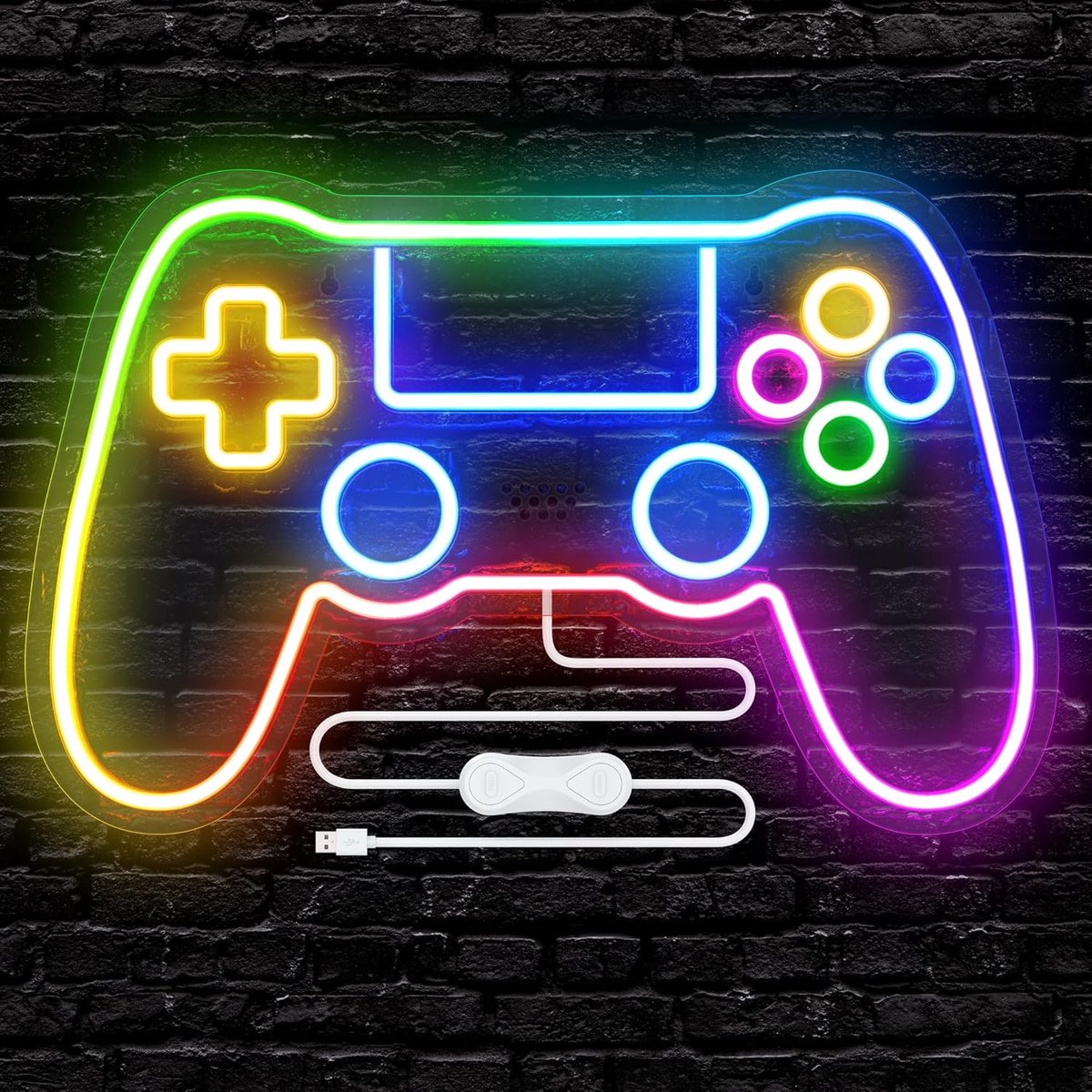 SnelShoppen - Neonbord Gaming-Kamerdecoratie met 10 Lampen, Lichtbord voor Slaapkamer en Gamepad Accessoires, Neonlicht voor Muur, Perfect voor Gamer