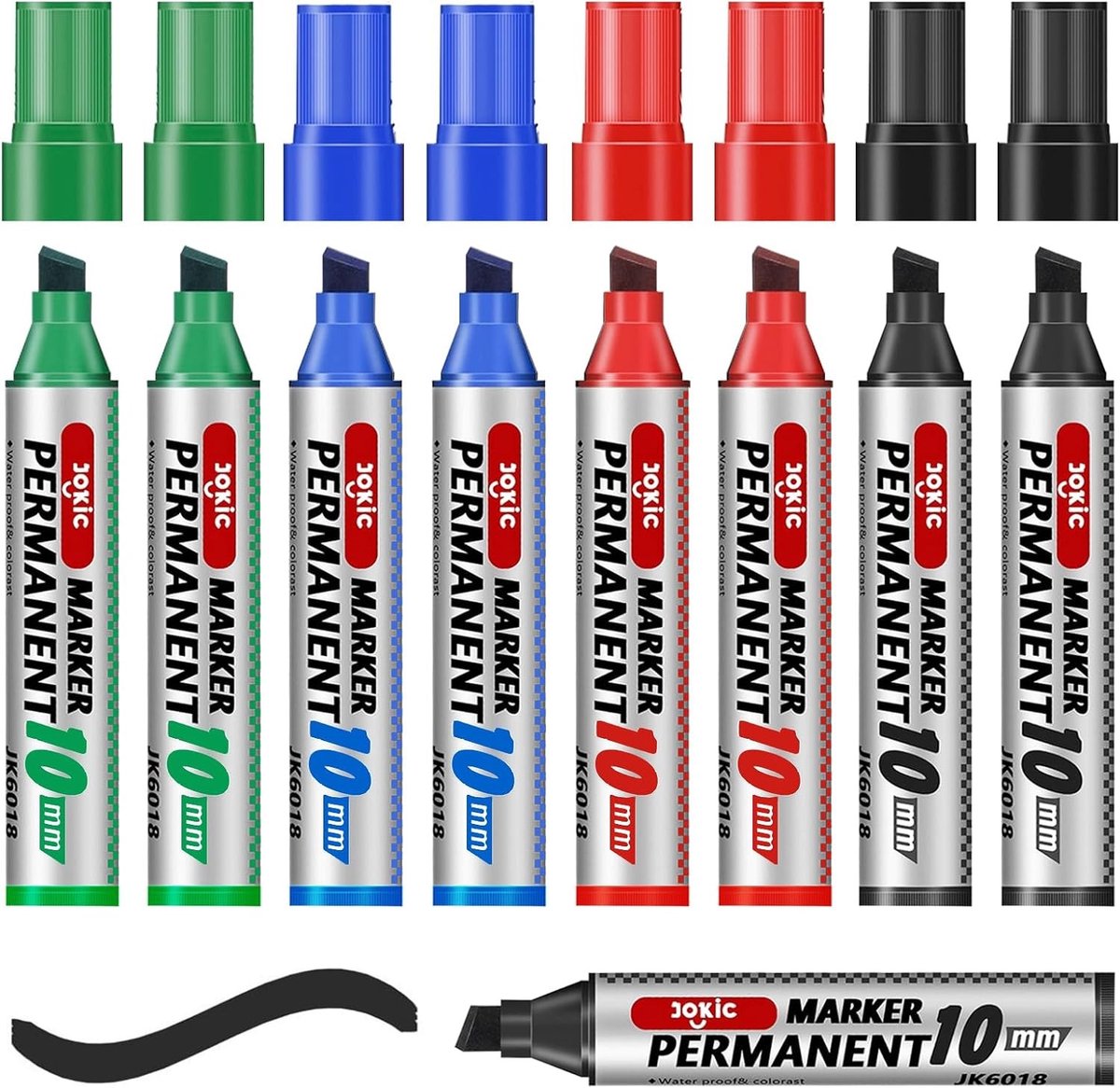Permanent Marker Set 9 Stuks - Watervast, Sneldrogend en Geschikt voor Acryl, Hout en Metaal met Wedge Tip 3mm-11mm