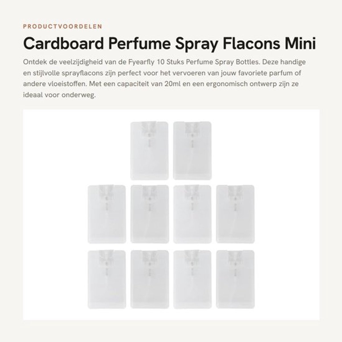 Parfumfles 20ml Navulbaar - Set van 10 - Ergonomisch Ontwerp - Fijne Mist Spray - Lege Parfumfles - Geschikt voor Diverse Vloeistoffen - Sprayflacon