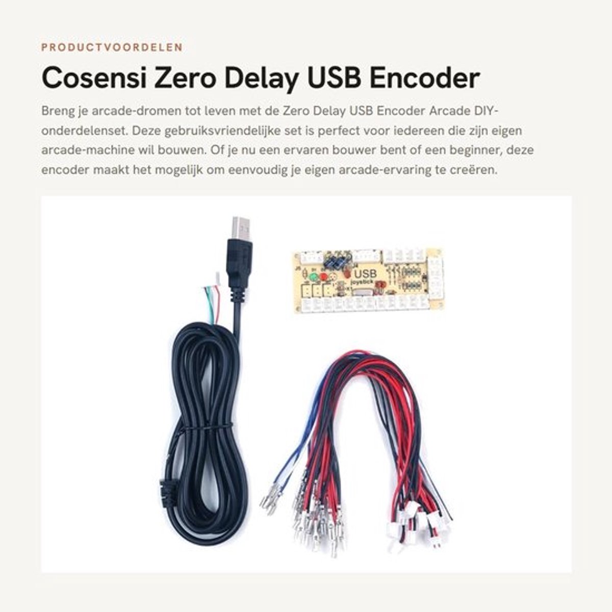 Zero Delay USB Encoder - Arcade DIY-onderdelenset - Perfect voor zelf bouwen - USB-interface - Geschikt voor 1 speler - Compact formaat