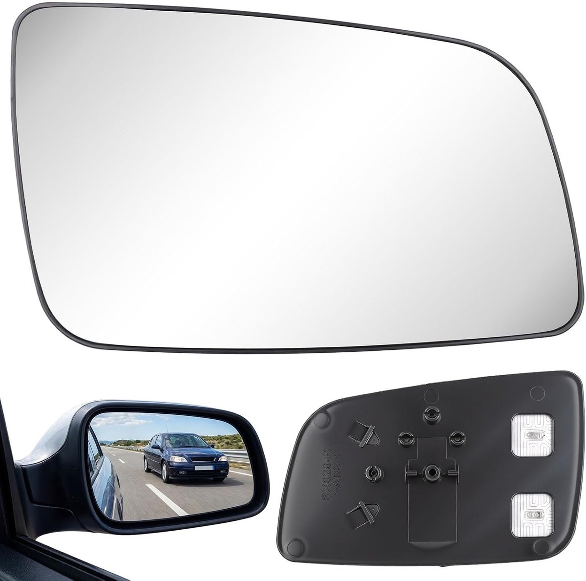 Buitenspiegelglas voor Opel Astra G 1998-2004 | Verwarmd en asferisch zijspiegelglas voor bestuurderszijde | Reservespiegel met draagplaat