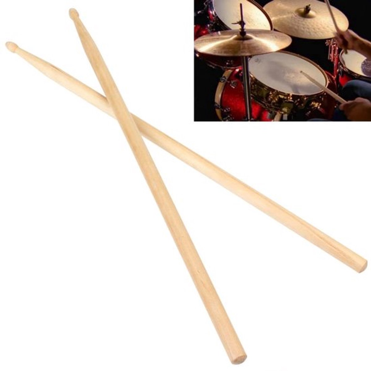 Drumsticks Ovale Houten Punt - 5A Drumsticks - Lichtgewicht - Antislip Grip - Duurzaam - Lengte 405 mm - Drumstokken
