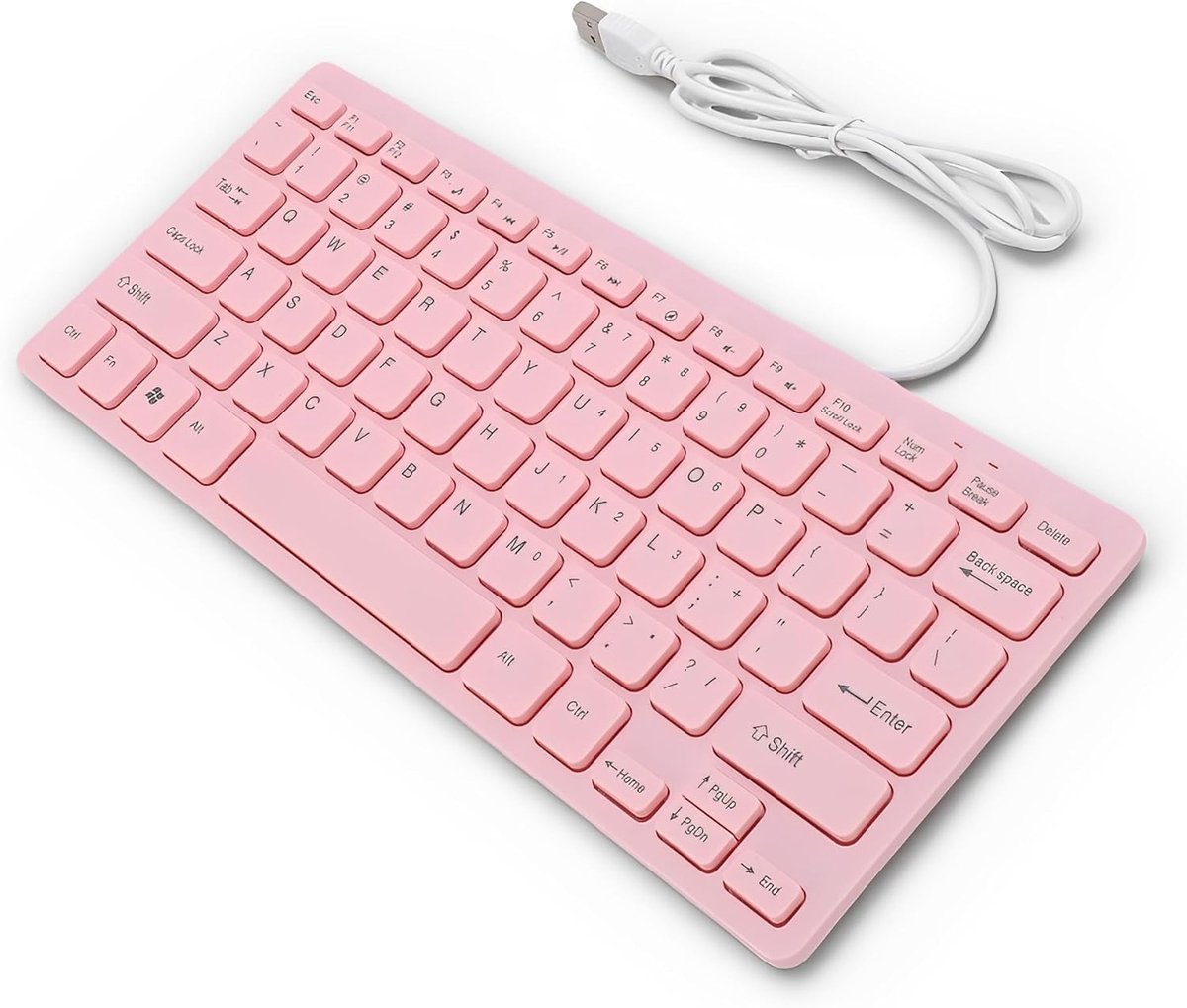 SnelShoppen - Roze Bedraad Toetsenbord 78 Key Compact USB - Stil Typen, Antislippads voor Gaming & Werk, Schattig Meisjesachtig Design voor Thuis en K