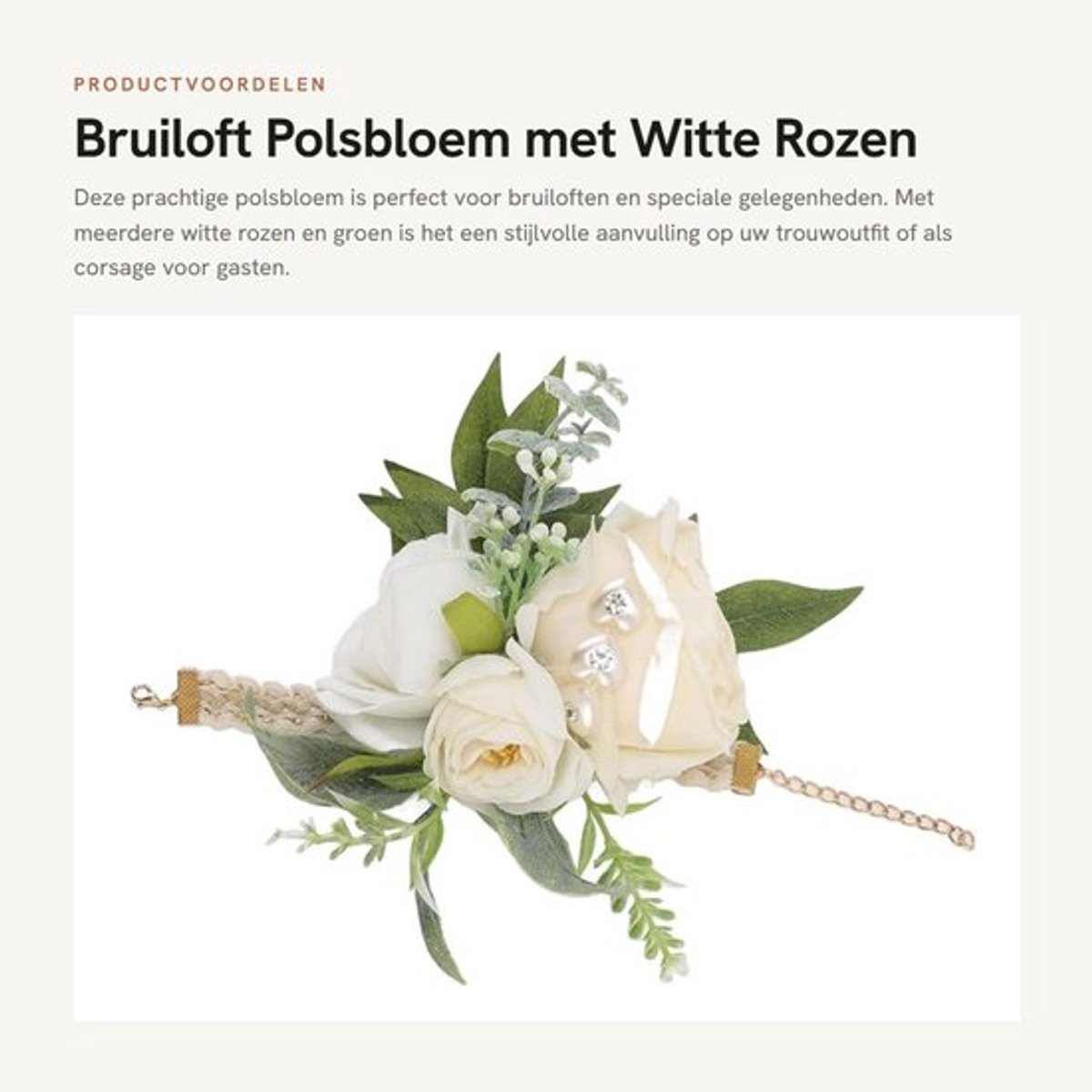 Polsbloem Meerdere Witte Rozen - Corsages Bruiloft - Polscorsages - Feestpolsbloem - Huwelijksfotografie - Elegant Uiterlijk - Corsage