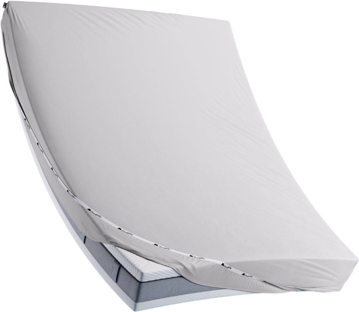 Cloudpillo Matras Hoeslaken - Katoensatijn 140x200 cm - Misty Grey - Elastiek Rondom - Antibacterieel Afgewerkt - Blijft Strak Liggen