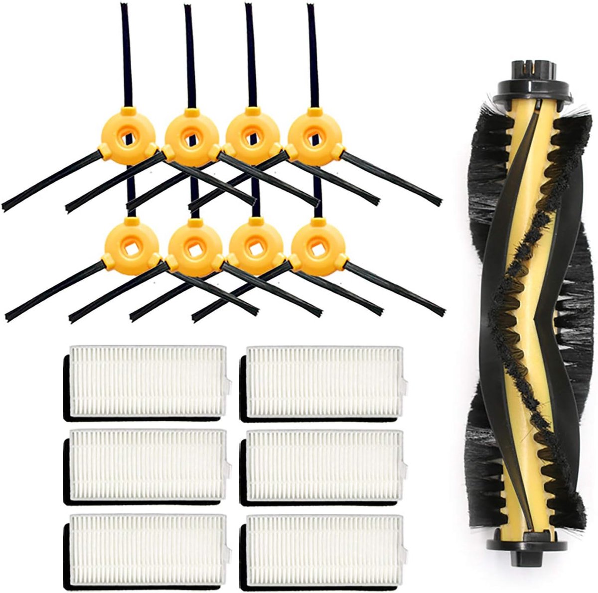 Vervangingsonderdelen Geschikt voor de robotstofzuigers Yeedi K600 K700 en Ecovacs Deebot N79 N79s DN622 500 N79w. De accessoirekit bevat 1 hoofdborstel, 6 HEPA-filters en 4 paar zijborstels.