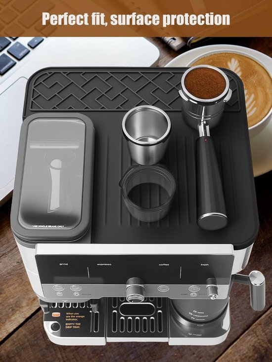 Warmte-isolatiemat voor koffiezetmachine，Siliconen mat Geschikt voor Ninja Luxe Espresso koffiemachine ES601, top mat accessoires Geschikt voor Ninja Luxe Cafe, beschermt bovenoppervlak, antislip, waterdicht, hittebestendig van warmte — afbeelding 4