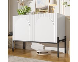 MODFU – Sideboard – Dubbele Deuren – Metaalpoot – Wit – 100 X 40 X 75 Cm
