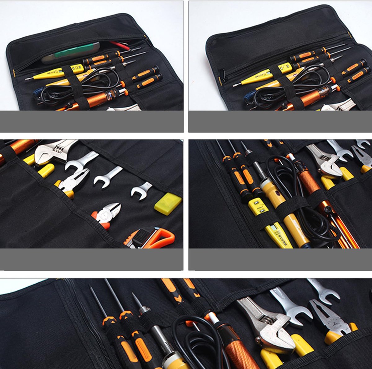 SnelShoppen - Gereedschap Oprolbare Tas met 14 Zakken - Waterdichte Oxford Doek Roll Organizer 58,4 x 35,6 cm - Draagtas voor Elektriciens, Timmermann