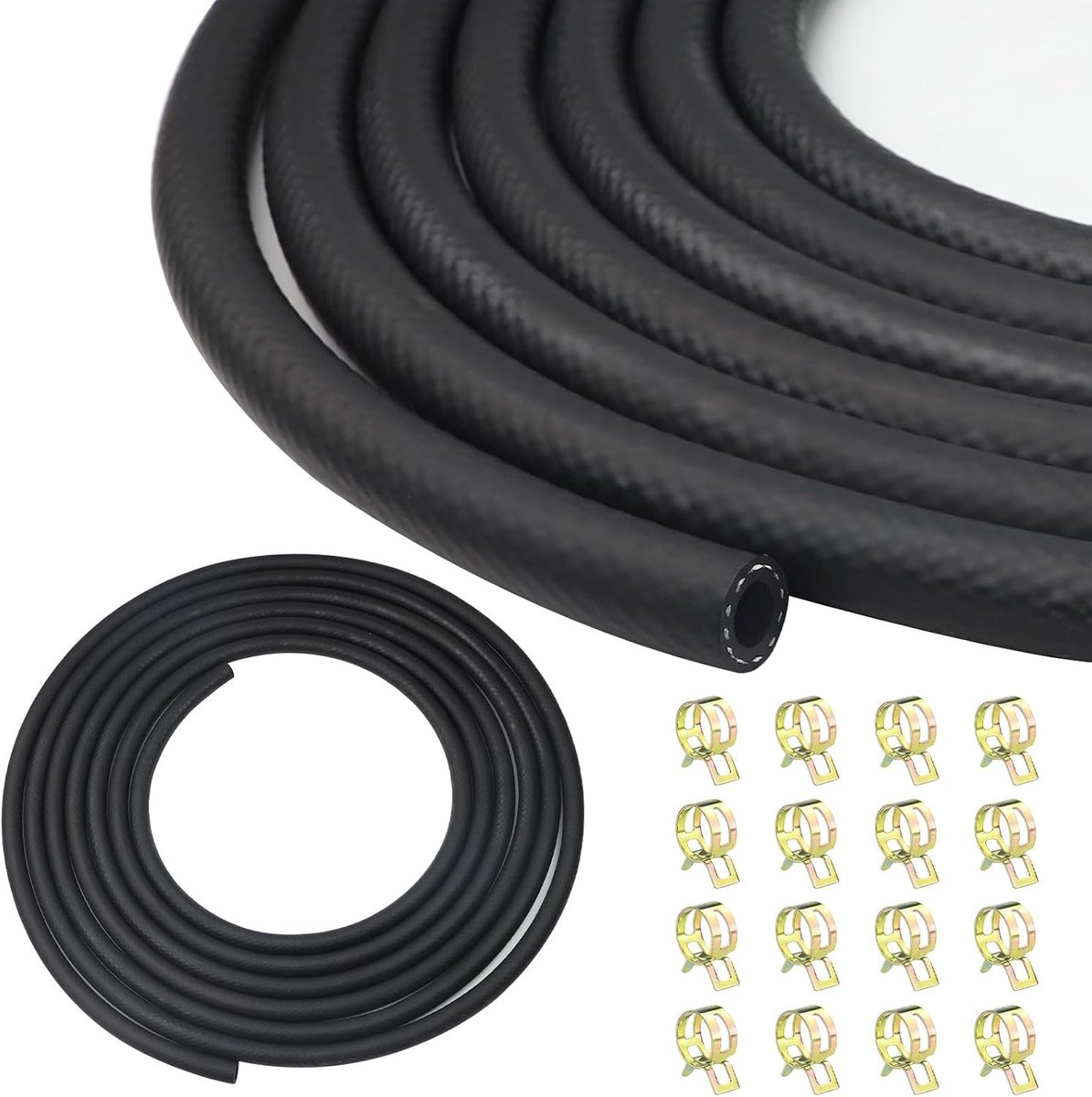 Set van 6 meter brandstofslang Ø 8 mm met 16 slangklemmen voor grasmaaiers, tractoren en kleine motoren