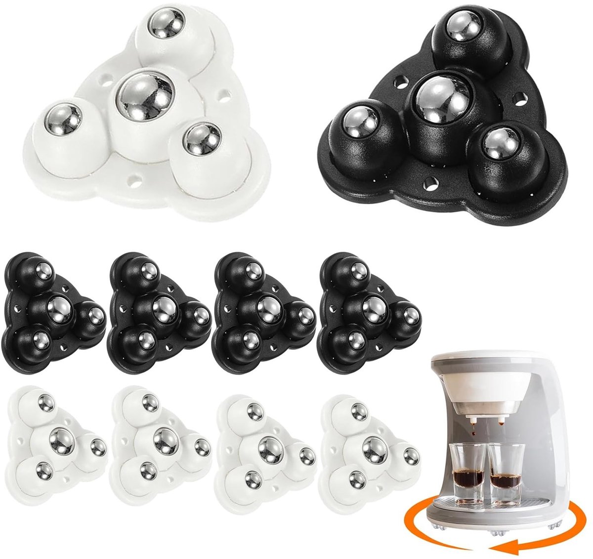 Set van 8 Zelfklevende Mini Wielen voor Keukenapparatuur, 360° Draaibare Universele Wielen, Ideaal voor Afvalbak, Opbergdoos en Kleine Meubels