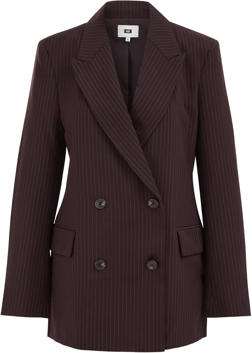 WE Fashion Dames regular fit double breasted blazer met krijtstreep
