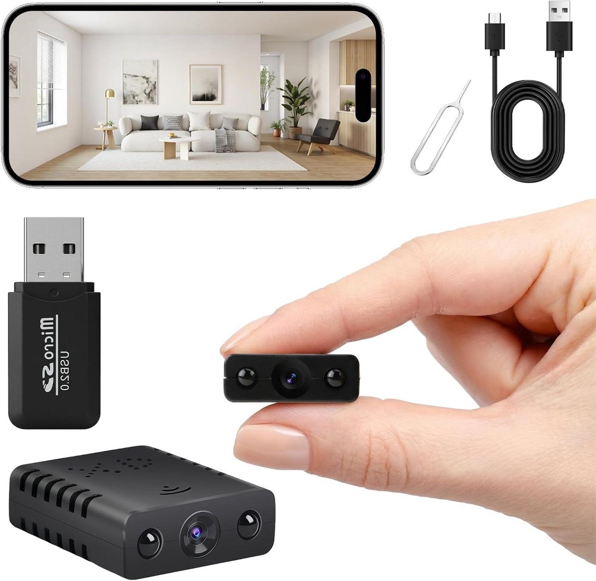 Mini Camera - Beveiligingscamera Wifi - Veiligheid Verhogend - Automatisch Nachtzicht - 1080p HD - Zwart