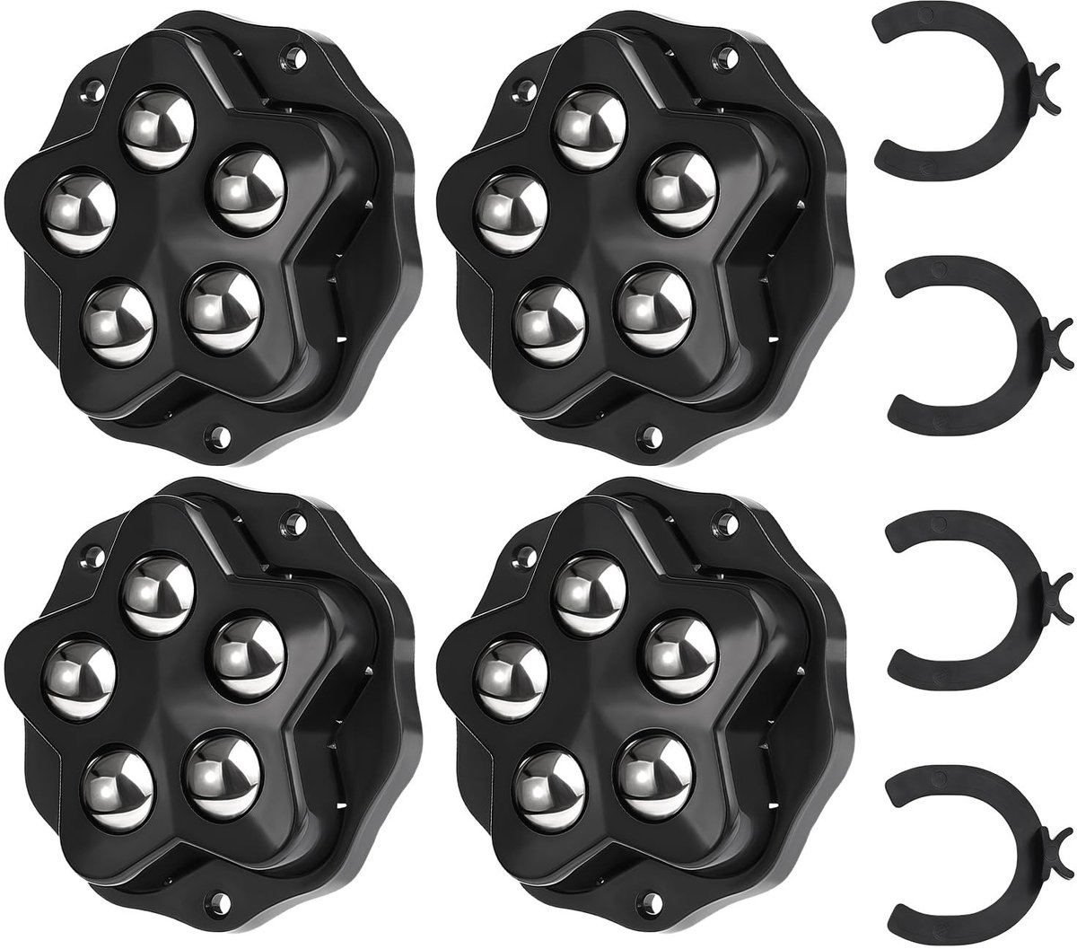 Set van 4 Zwenkwielen met Zelfklevende Basis, 360° Draaibaar, Tot 150kg, Voor Meubels en Kantoor, Zwart
