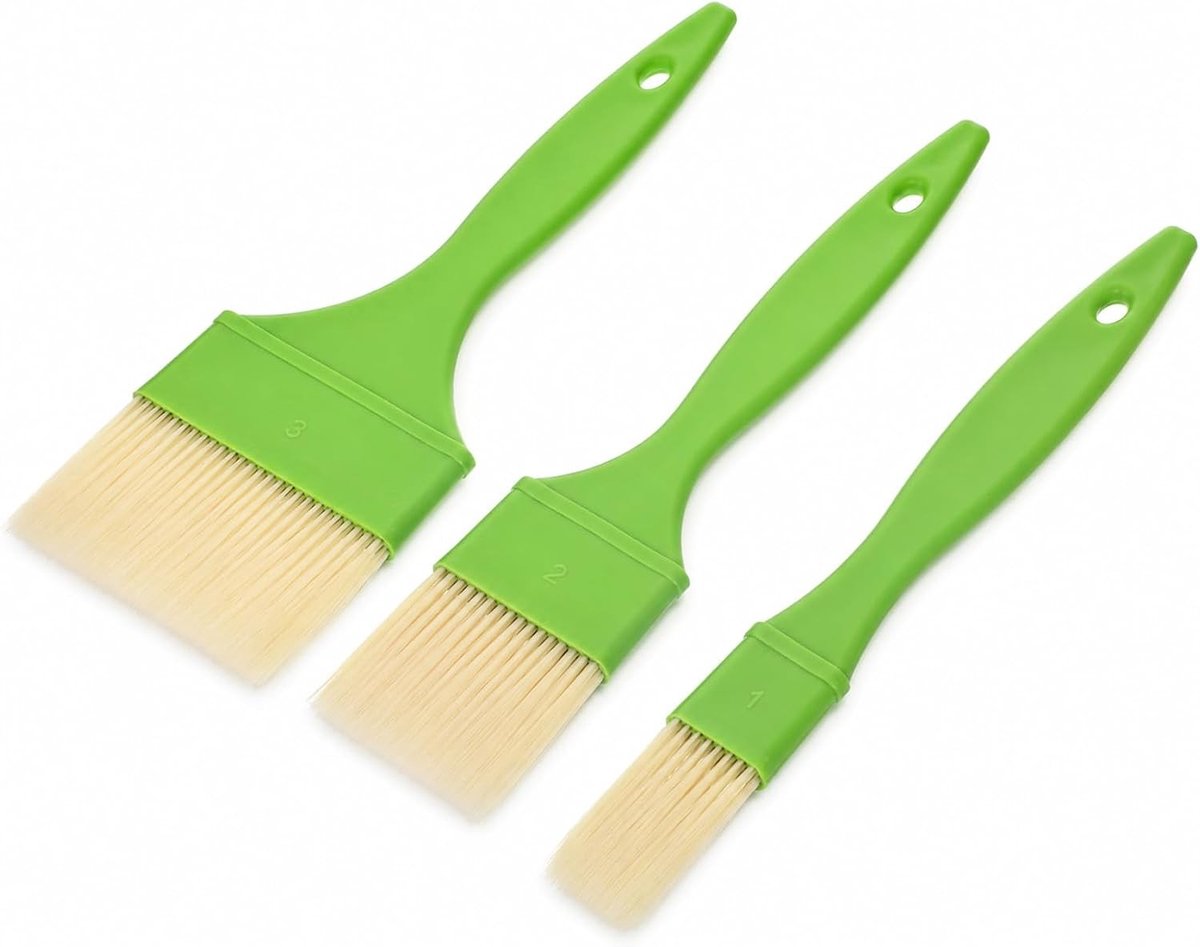 3 stuks gebak rijgen borstels set, hittebestendige keukenborstels voor olie, marinades en 