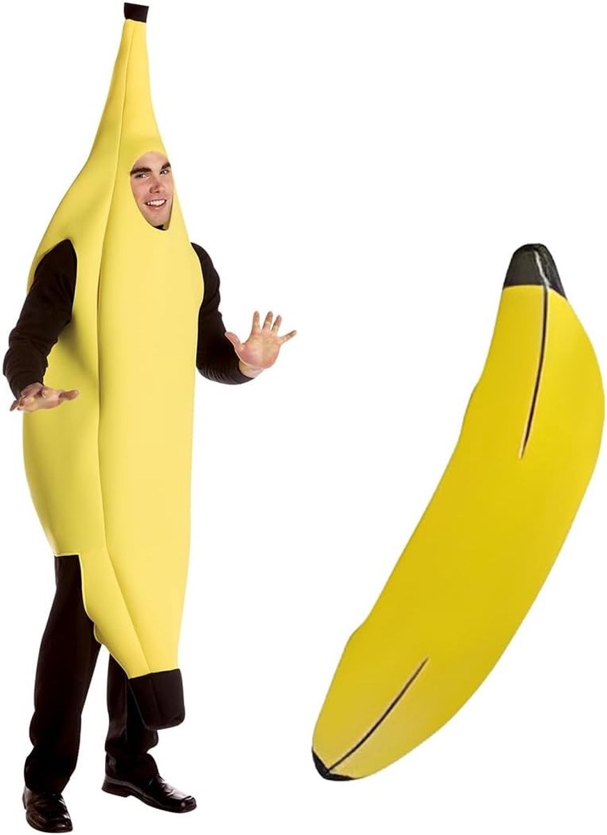 Grappig Bananen Kostuum voor Volwassenen - Unisex Fruit Outfit voor Carnaval en Halloween, Perfect voor Feestjes en Themapartijen