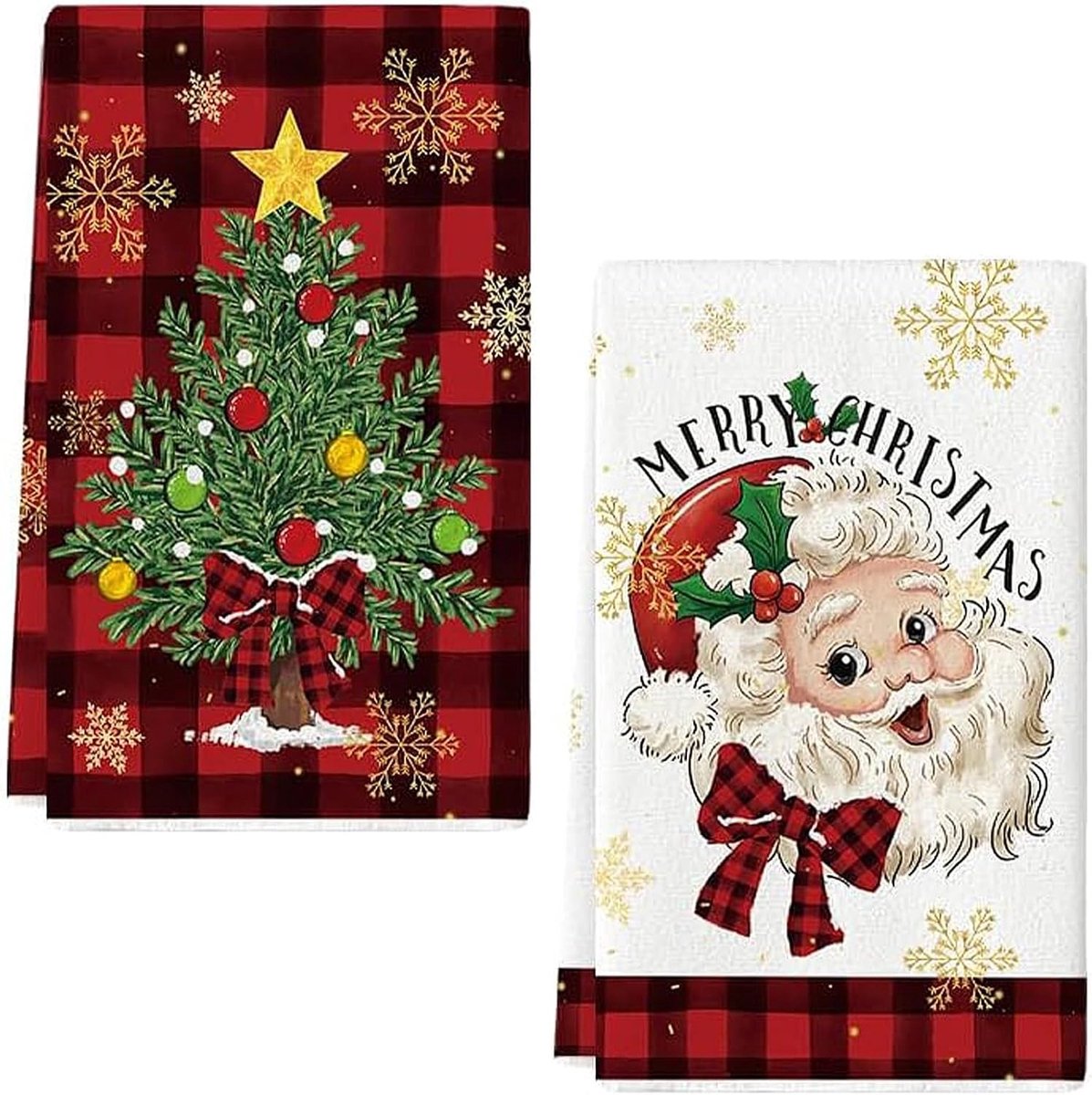Kersttheedoeken en afwasdoeken voor de feestdagen, decoratie voor de kerstkeuken