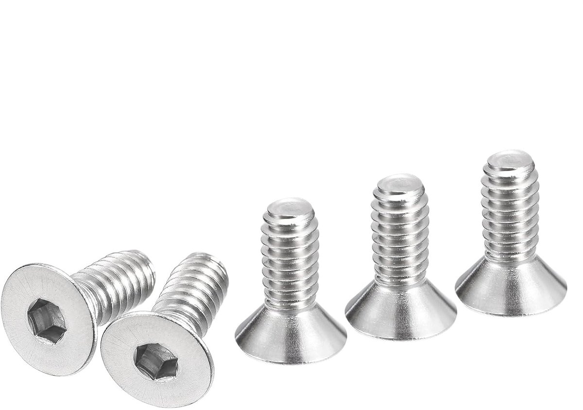 Zeskantschroeven met platte kop 1/4-20 x 5/8" van 304 roestvrij staal, verpakking van 25 stuks, volledig verzonken en roestbestendig