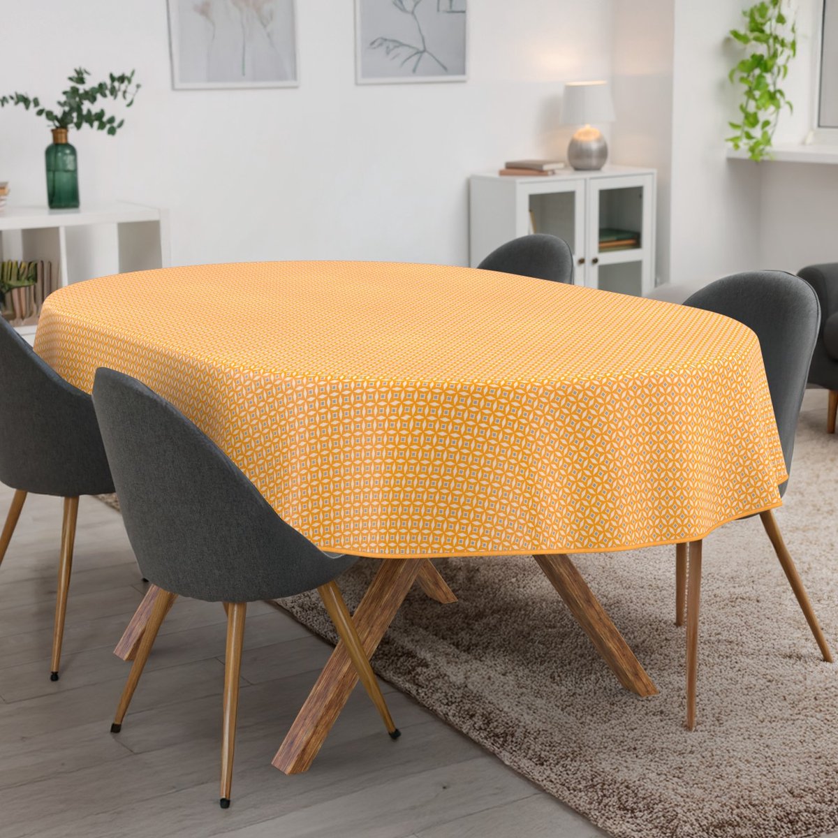 ANRO Tafelkleed Retro geometrisch Meerkleurig Ovaal 280x140cm Met sierband Afwasbaar Waterafstotend