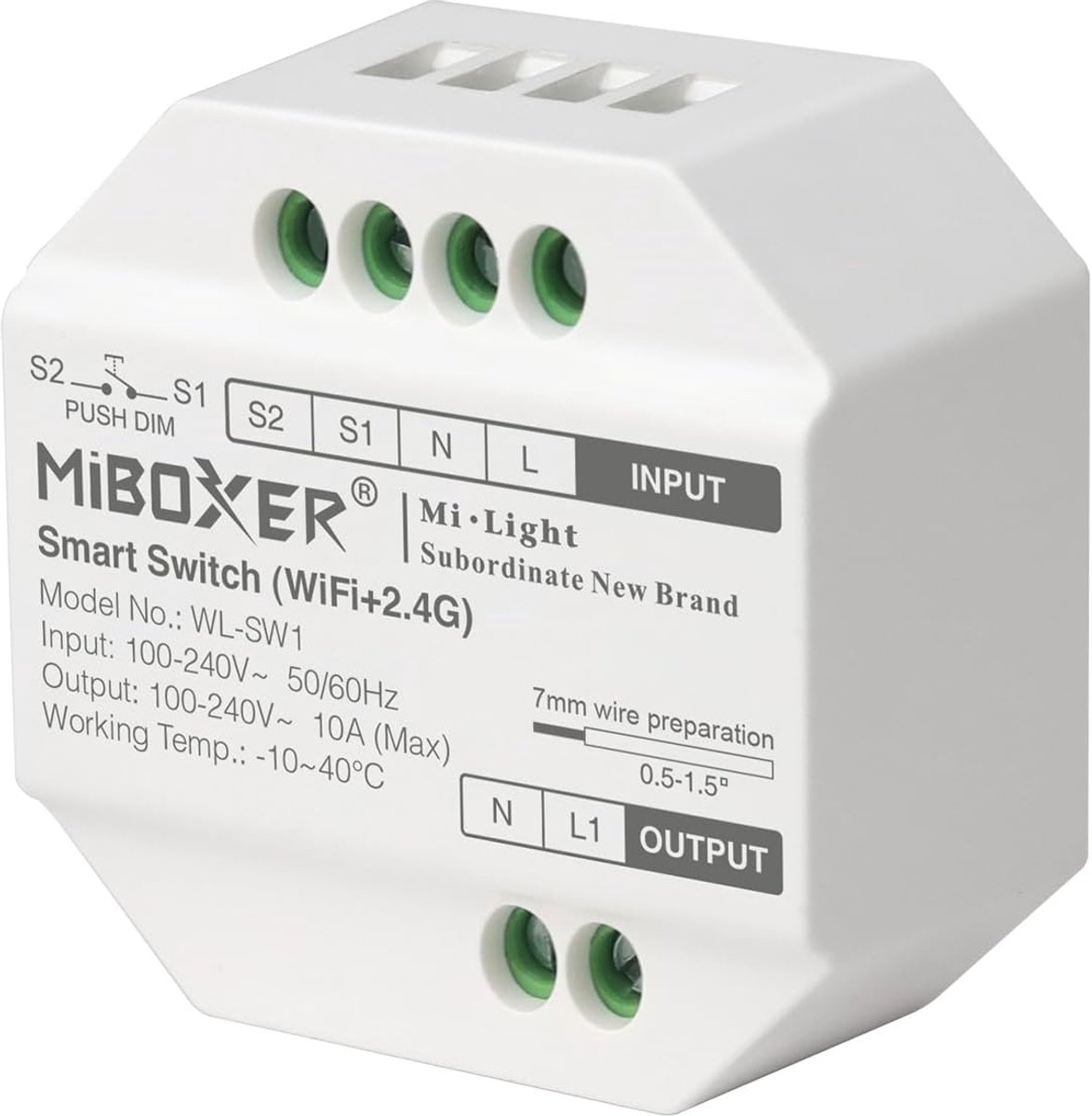 SnelShoppen - Smart Switch WiFi met 2.4G Controle, Tuya Smart, Amazon Alexa & Google Home Ondersteuning, Voor Thuisgebruik, Max 10A, Energiezuinig, Ma