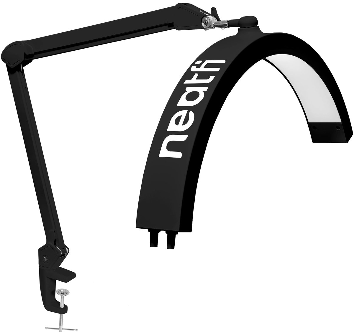 SnelShoppen - Neatfi Half Moon Swing Arm Tafellamp LED 2500 Lumen, 5 Lichtmodi, Zwarte Klem Lamp voor Schoonheidsspecialisten, Ideaal voor Nagelkunst