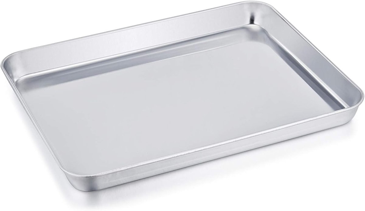 Roestvrijstalen bakplaat rechthoekige bakpan voor oven mini bakschotel 26.5 x 20.5 x 2.5 cm duurzaam en eenvoudig schoon te maken ideaal voor taarten en snacks