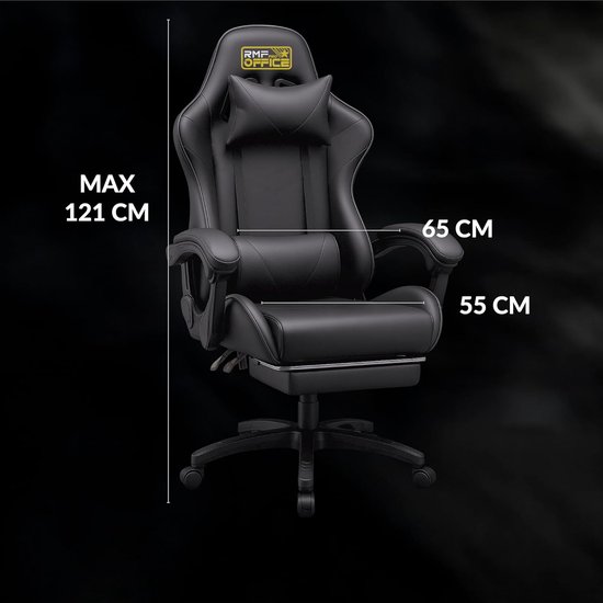 SnelShoppen - Professionele Gaming Stoel - Ergonomisch & Kantelbaar - Comfortabele Gaming Stoel met Voetensteun - Draaiwielen, Hoogte Verstelbaar, Zwa van snelshoppen — afbeelding 2