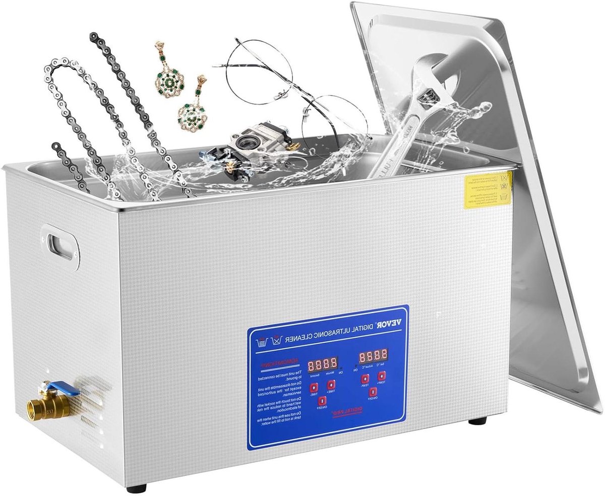 Ultrasone reiniger - Digitale reiniger - Dieptereiniging onderdelen - Instelbare temperatuur - 30 liter - Zilver