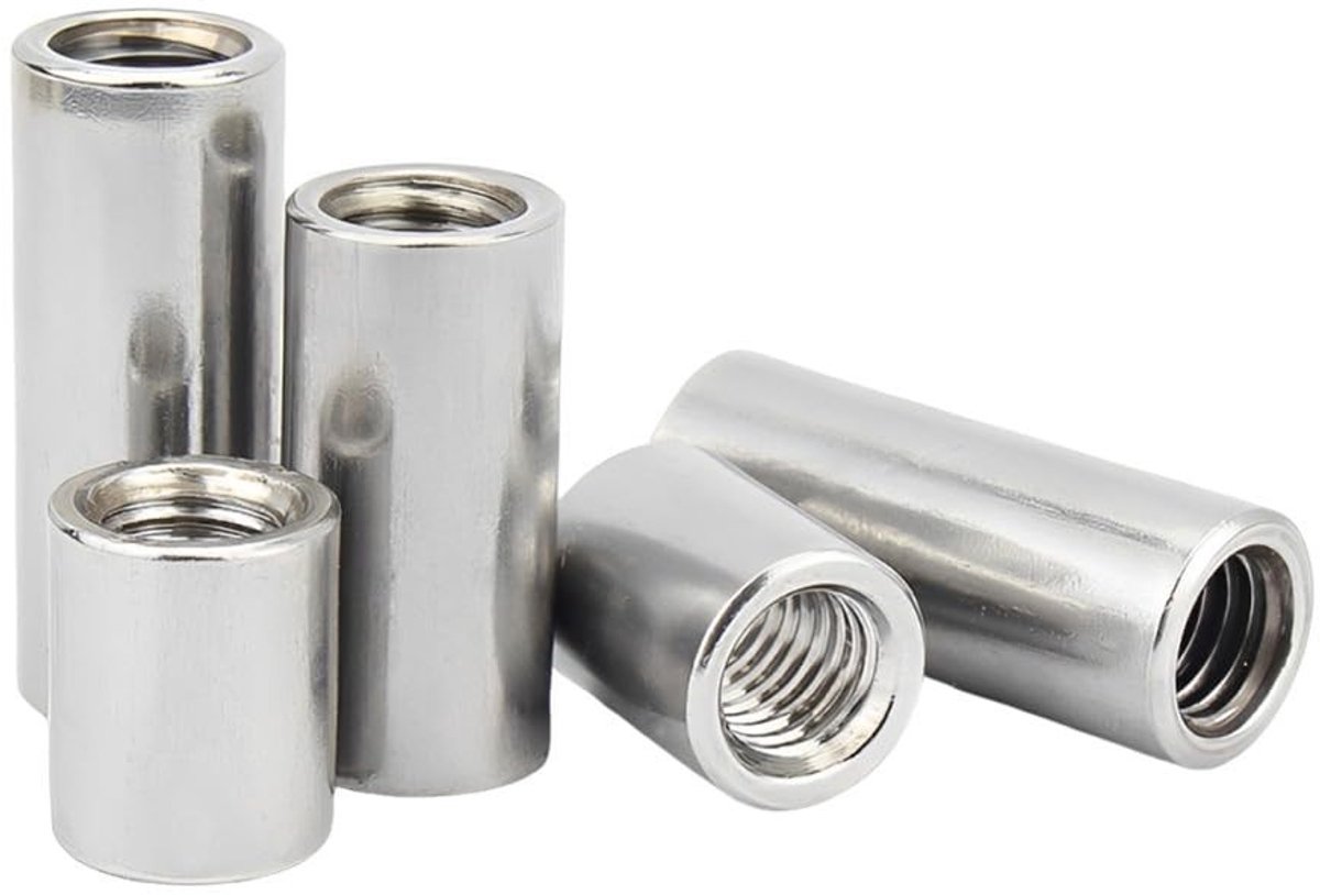 Ronde Verbindingsmoeren M12 x 40 mm - Roestvrij Staal Koppelingsmoeren voor Binnendraad, Duurzaam en Corrosiebestendig, 1 Stuks
