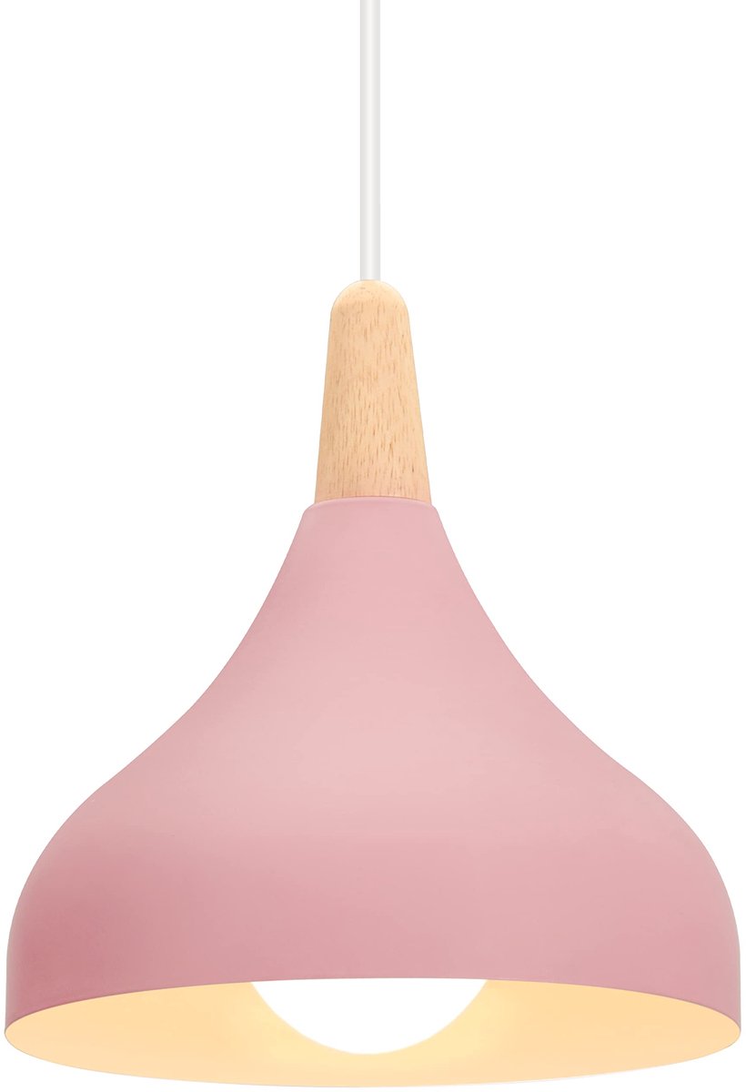 SnelShoppen - Retro Kroonluchter Hanglamp Ø 20 cm - Moderne Druppelstijl Hoed Plafondlamp E27 - Roze - Perfect voor Slaapkamer, Eetkamer en Keuken