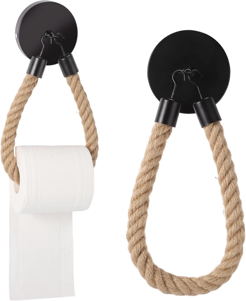 Toiletpapierhouder van Hout met Vintage Design en Touw - Wandmontage, Decoratief en Praktisch