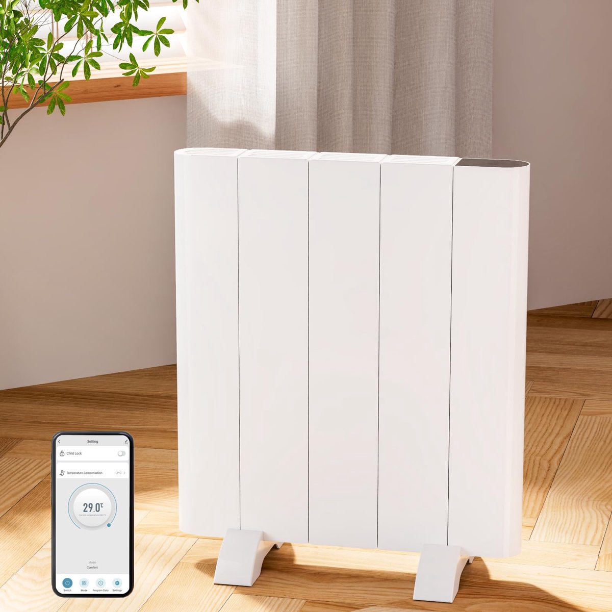 SnelShoppen - Elektrische Verwarming Convectorverwarming 700W met LCD-Display, Wekelijkse Timer, Afstandsbediening, Staand of Wandmontage, Energiebesp