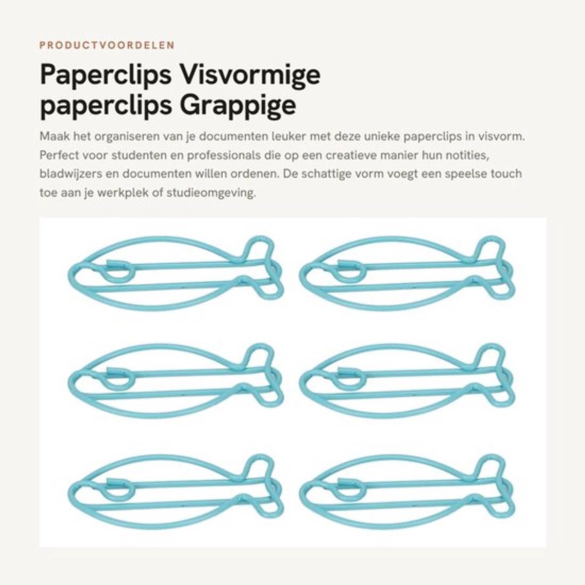 Paperclips Visvorm - 100 Stuks - Grappige Bladwijzers - Notitieklemmen - Documentenorganisatie - Lichtgewicht en Draagbaar - Kantooraccessoires