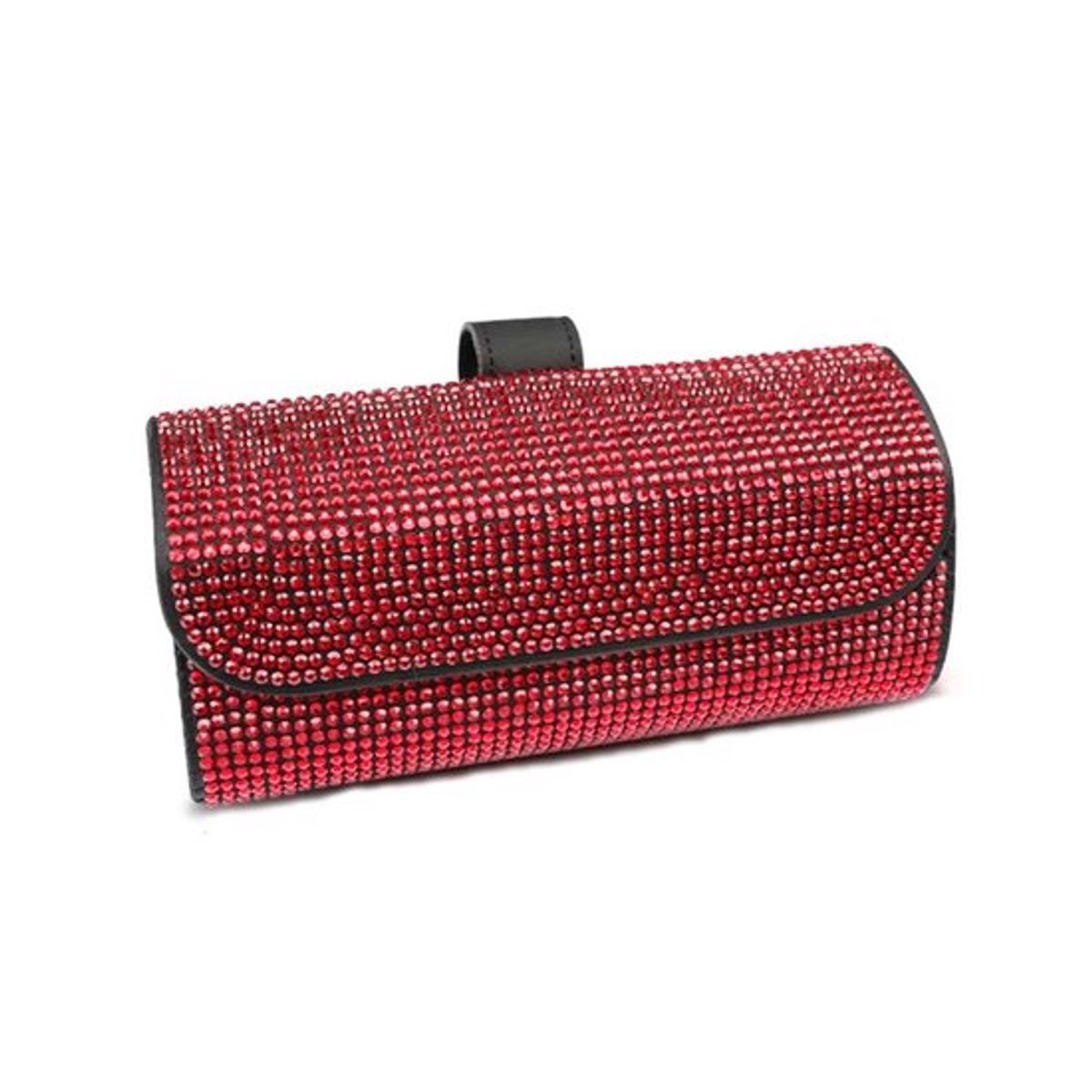 Brilhouder voor auto - Strass Bling - PU leer - Compact ontwerp - 6,5 cm x 7,5 cm - Duurzaam en stevig - Brillenkoker