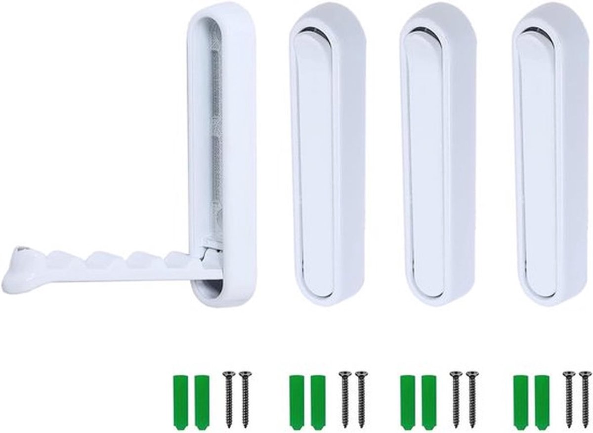 Wandhaak Vouwbaar - 4 Stuks - Aluminium Legering - Corrosiebestendig - Voor Binnengebruik - Inclusief Installatieschroeven - Haak