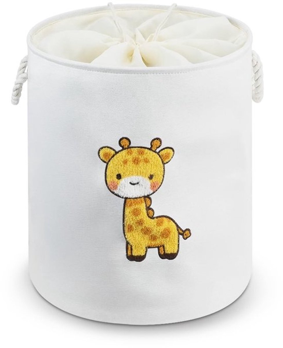 Wasmand met deksel - Opvouwbare opbergmand - Giraffe patroon - Waterdicht canvas - 46x40x40 cm - Stevige handvatten