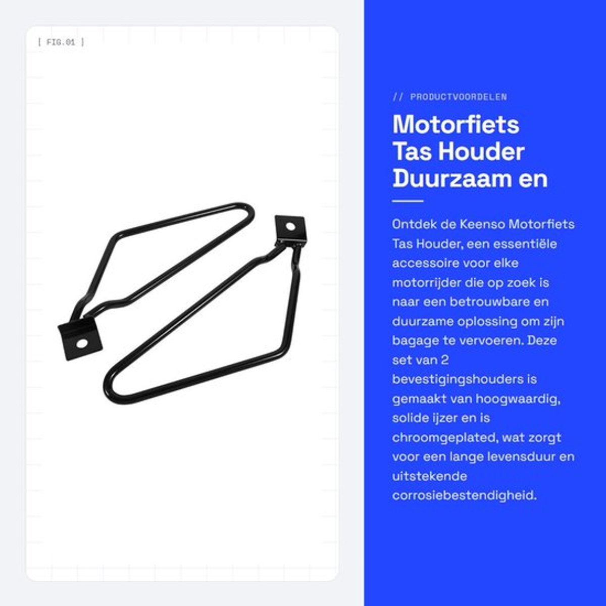 Motortassenhouder Eenvoudige Installatie - Houder voor Motorfietstassen - Set van 2 - Massief IJzermateriaal - Verchroomd - Duurzaam en Corrosiebestendig - Motorsteun