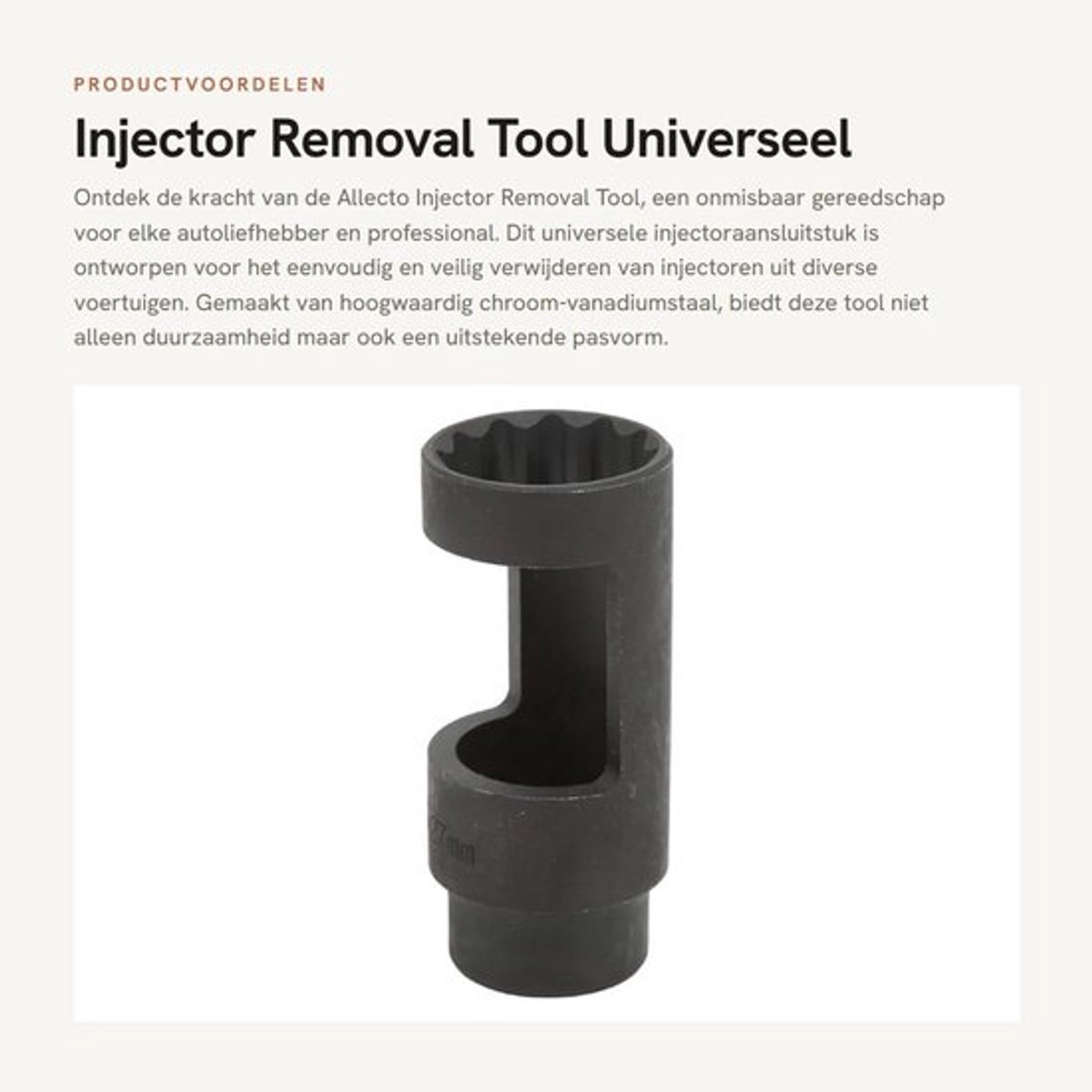 Injector Removal Tool 1/2in Drive 27mm - Injectoraansluiting - Chroom-vanadiumstaal - 12 Punten - Universeel voor Auto's - Professionele Kwaliteit