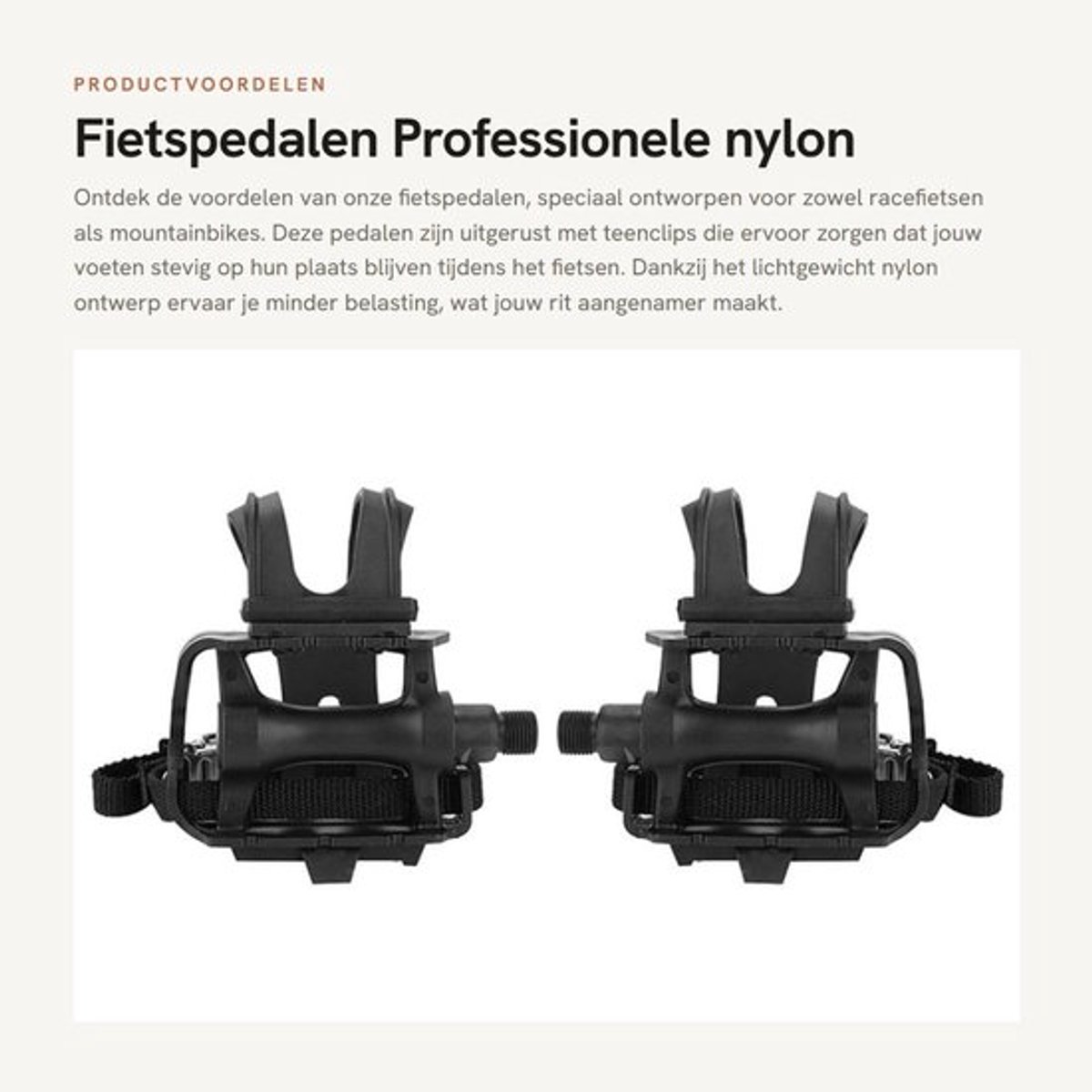 Fietspedalen Professioneel - Duurzaam Nylon - Lichtgewicht Ontwerp - Teenclips/Riemen - Verbeterde Grip - Gemakkelijk te Monteren - Fietsaccessoires