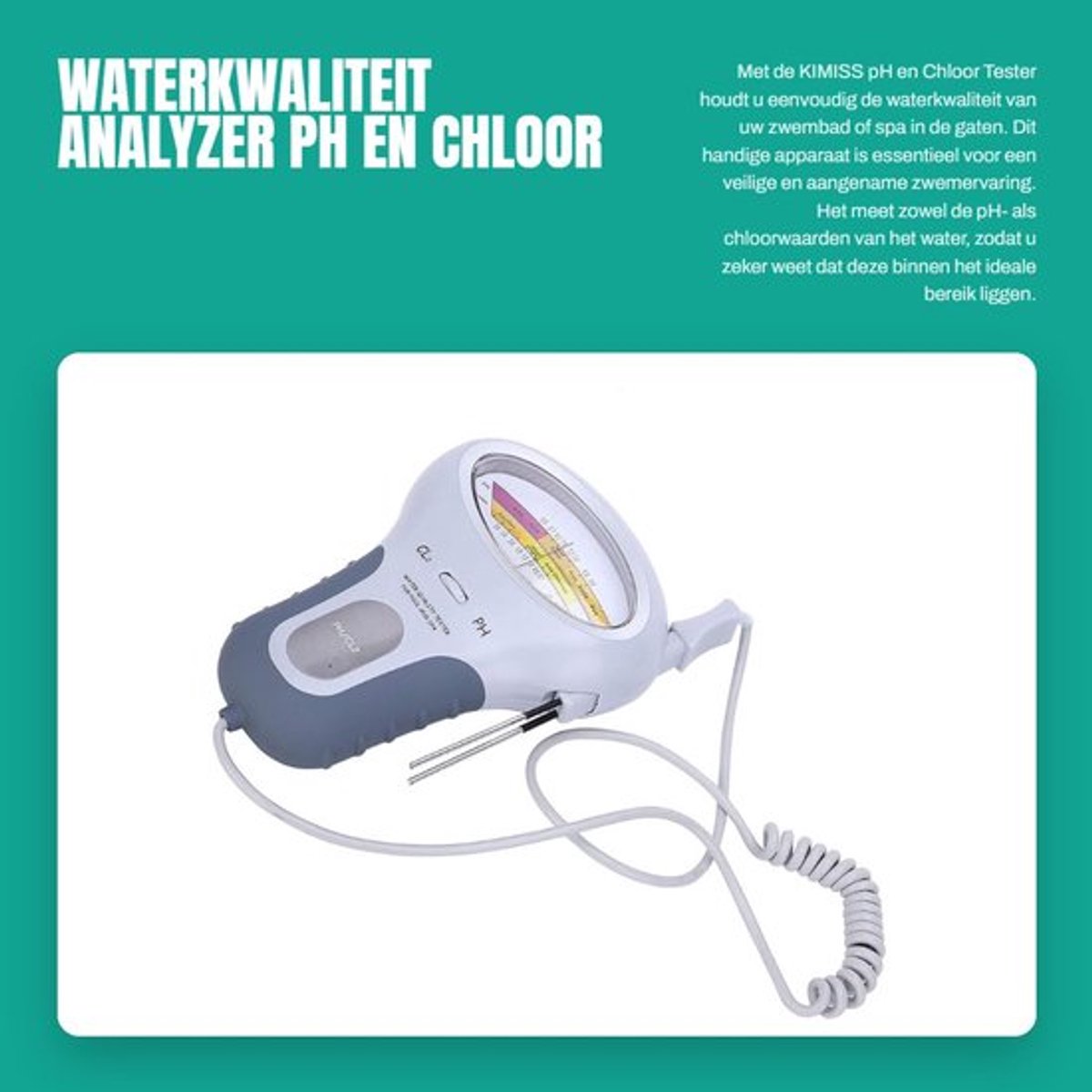 pH Tester - Waterkwaliteit Tester - Chloor Tester - Zwembad/Spa - Duurzaam - Grote Scherm voor Eenvoudige Lezing