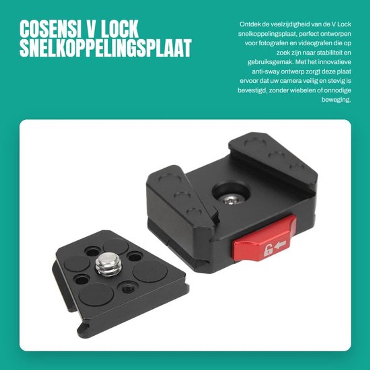 Snelkoppelingsplaat Aluminiumlegering - V Mount Batterij - Multifunctionele Mini Montageset - 1/4 Schroefgat - Antisway Ontwerp - Geschikt voor 38 mm Statieven - Camera Plaat
