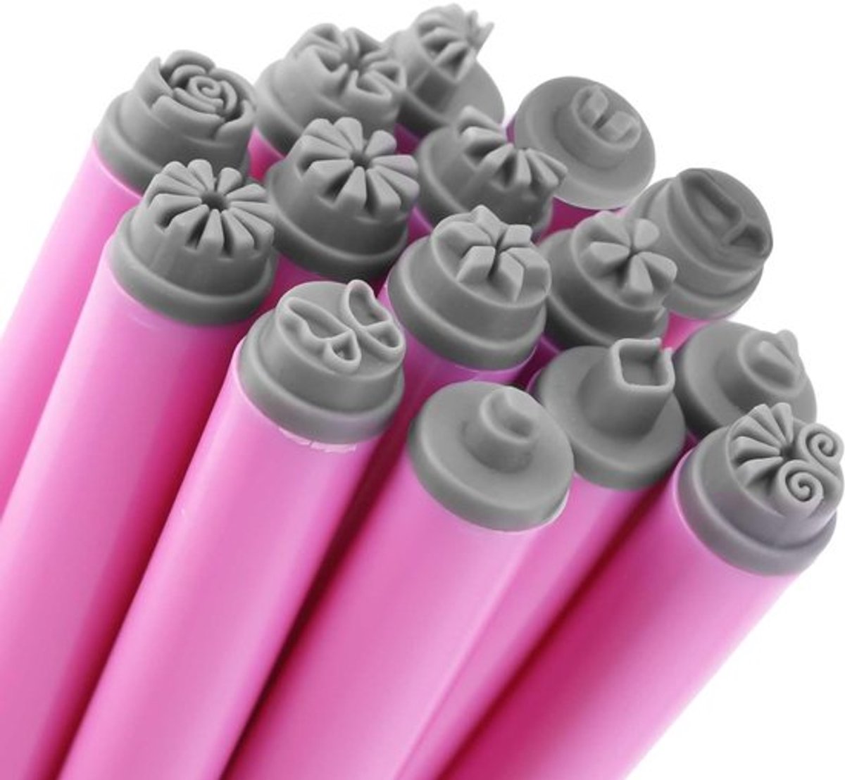 Nagelstempelpen Set 15 Stuks - Verschillende Ontwerpen - Nagelpuntgereedschap - Perfecte Nagelbenodigdheden - Kleur: Paars - Materiaal: Plastic - Nagelstempelset