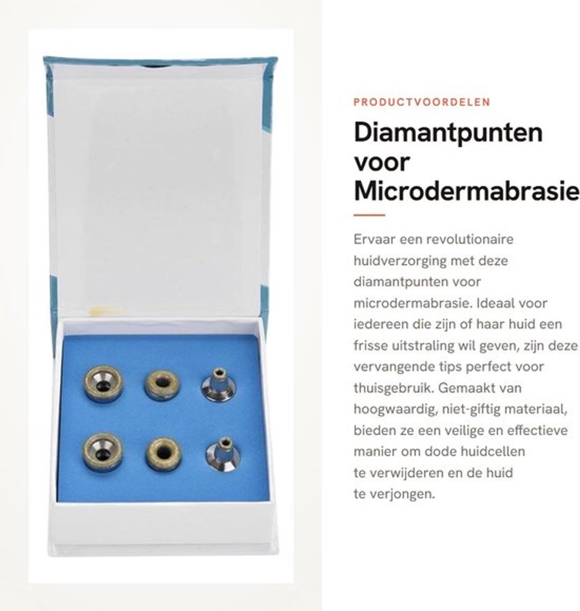 Diamantpunten 6 Stuks - Vervangende Tips - Microdermabrasie - Huidverzorgingsaccessoires - Roestvrij Staal - Duurzaam en Veilig