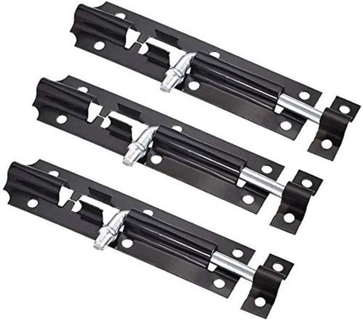 - Zware Tuinpoort Klink - 8 Inch Schuifdeur Toren Bolt - Zwart - Sterke Hangbout - Perfect voor Tuin en Schuur - Inclusief Bevestigingen