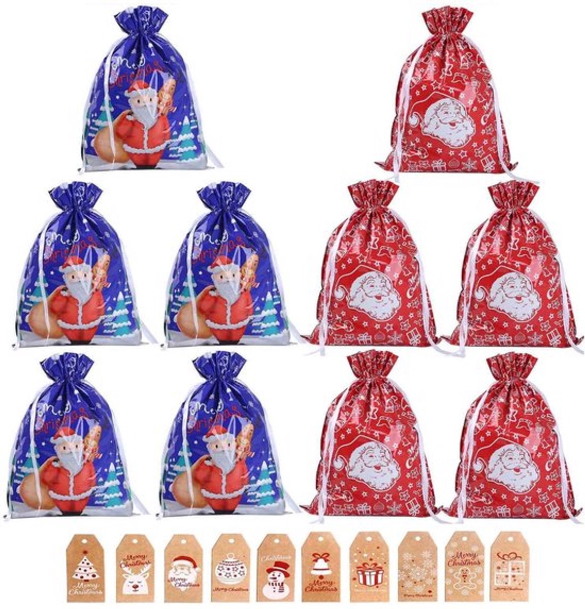 - Kerstcadeautassen - Ingetogen - Eenvoudig in gebruik - 10 stuks - Kadozakjes - Perfect voor feestelijke gelegenheden - Groot en klein voor...