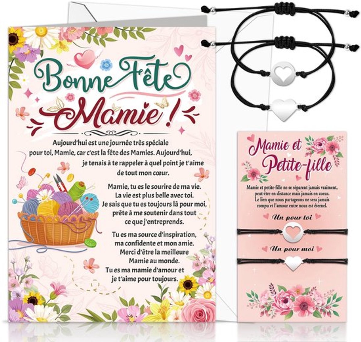 Mamie Petite-Fille Armband - Perfect Cadeau voor Grootmoeder - Uniek en Persoonlijk - Met Wenskaart - Sieraden voor Grootmoeder - Cadeau